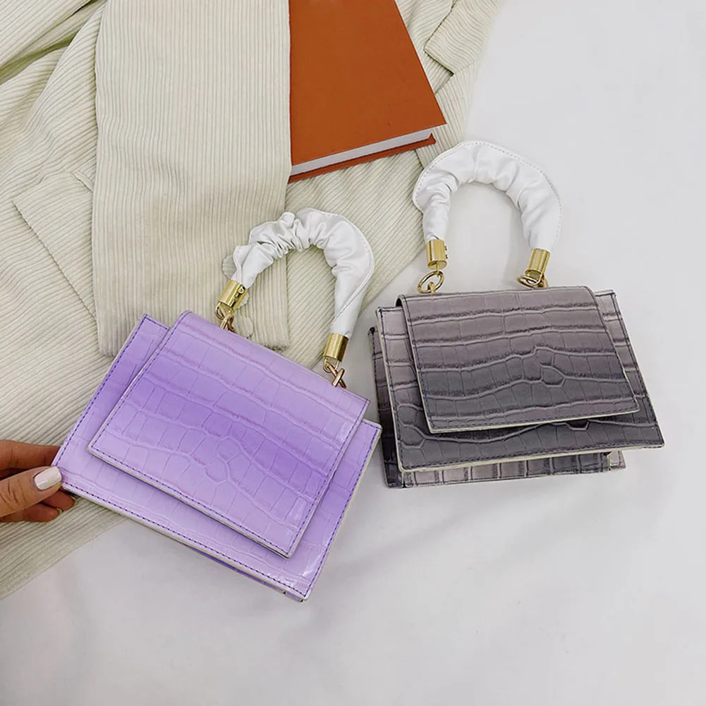 

Модные женские сумки через плечо градиентного цвета, повседневная женская сумка-мессенджер, сумки с плиссировкой и верхними ручками с узор...