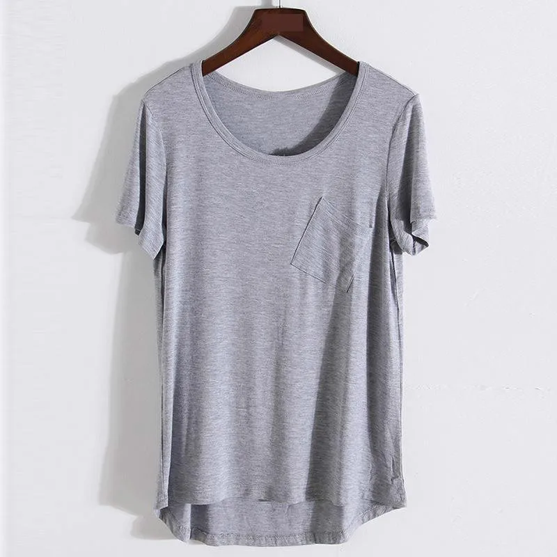 Модальные Короткие футболки с круглым вырезом свободные летние Новое