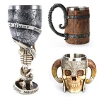 Кружка из нержавеющей стали с 3d-изображением черепа, кружка викингов, кружка из смолы с изображением черепа, кружки для пива, чая, бара, посуда для напитков на Хэллоуин, бара, посуда для напитков, подарок