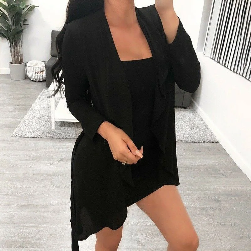 Женский кардиган-кимоно с открытым спереди водопадом демисезонное дамское
