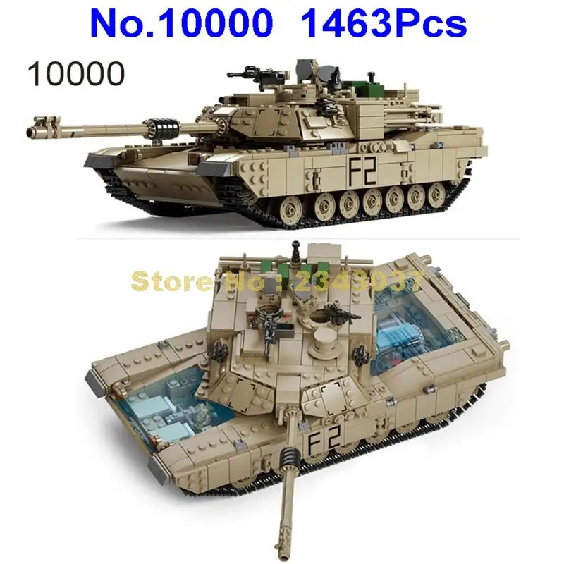 10000 1463 шт. 2 в 1 Военный танк 1:28 Abrams M1a2 гусеничный автомобиль 5 строительный блок