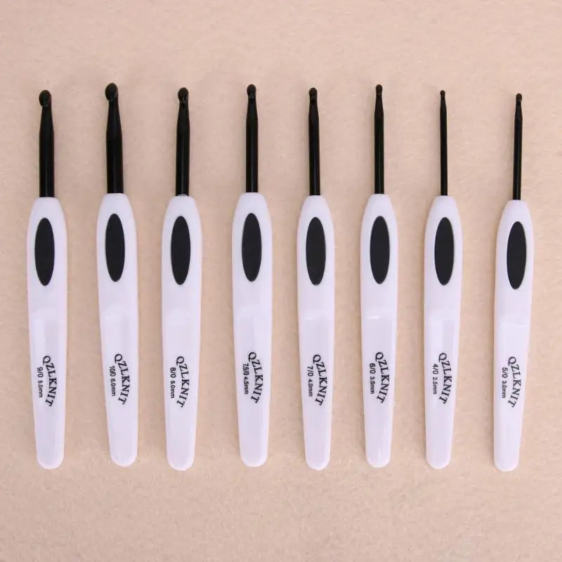 8 шт. набор крючков для вязания пластиковые ручки алюминиевые вязальные спицы