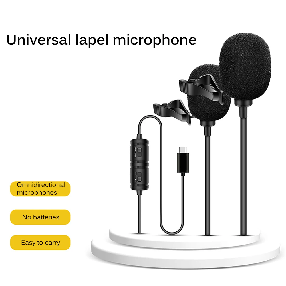 

Double Microphone Lavalier Microphone Is Used For Lecture Teaching Easy Clip System For Recording Interview Video Conference