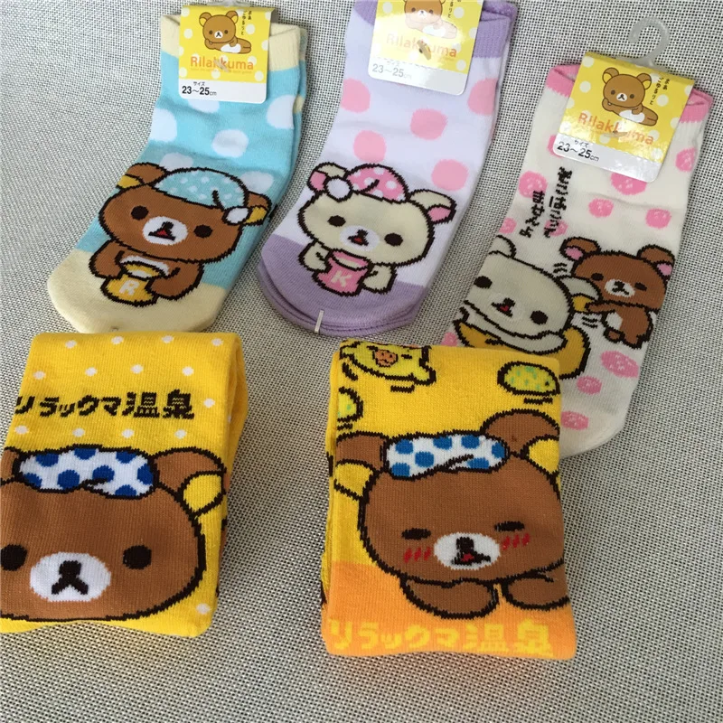 Носки для косплея Rilakkuma в горошек модные милые забавные женские жаккардовые