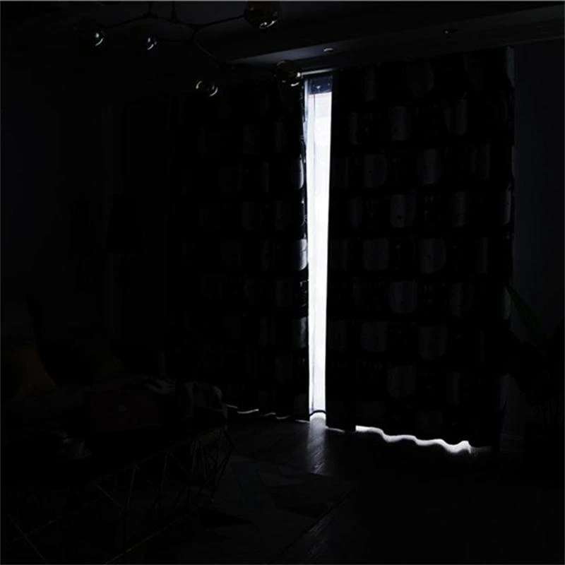 Занавеска с рисунком кота из мультфильма черно-белая для детской комнаты