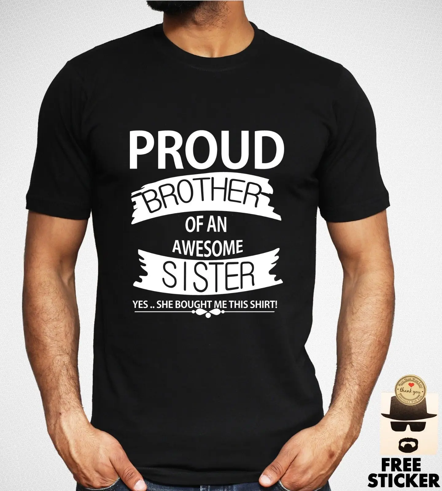 Футболка с надписью Proud Brother Of A Awesome Sister Забавный подарок для семьи топ мужчин
