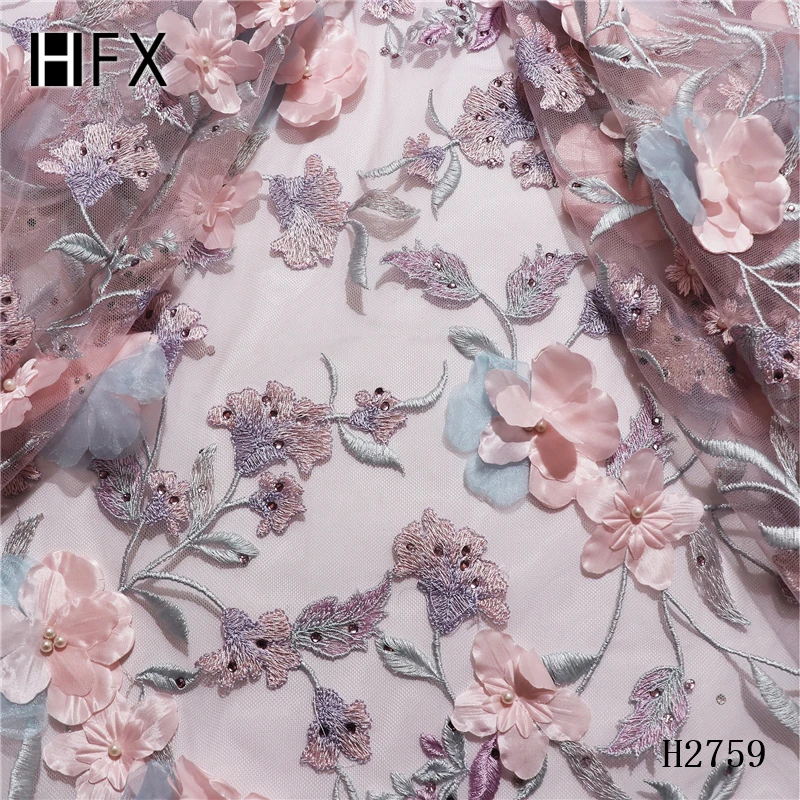 HFX 2019 новый стиль французская сетчатая кружевная ткань 3D цветок африканский тюль