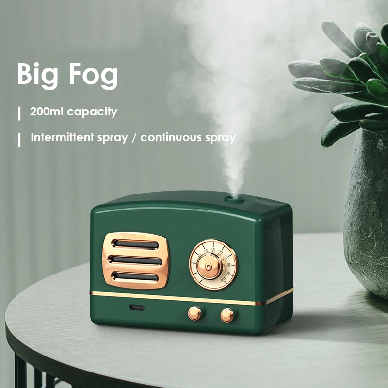 

Retro Air Humidifier 200ML Small Ultrasonic Big Fog Amount Humidifier USB For Home