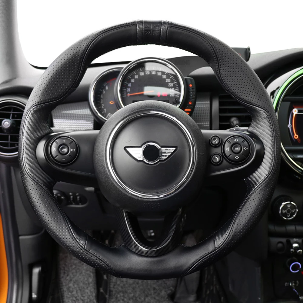 Автомобильный чехол на руль из искусственной кожи декоративный протектор для Mini