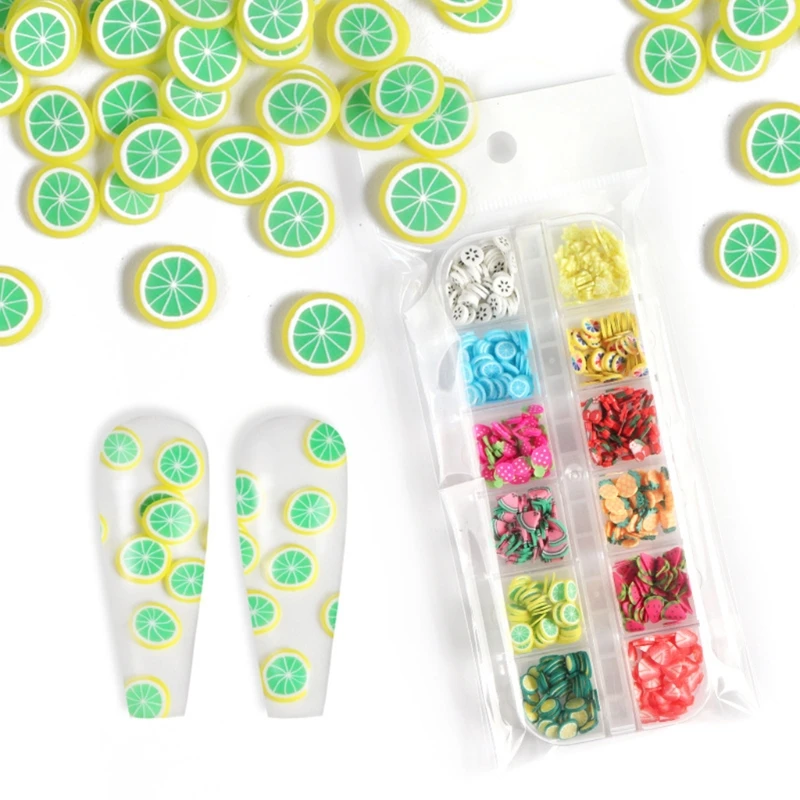 

12 Grids/Box Fruit Soft Polymer Clay Slices UV Epoxy Resin Mold Filler DIY Crafts Jewelry Making Material Nail Decor