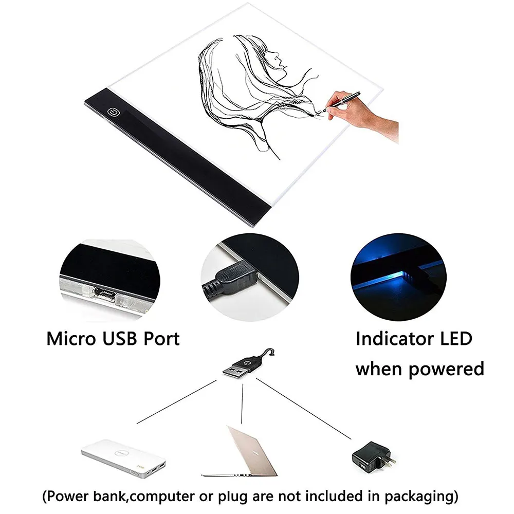 Portable Art Writing Board LED Acrylic 5V IP65 Drawing & Painting Supplies Lights Sketching Tablet Kid gift | Компьютеры и офис