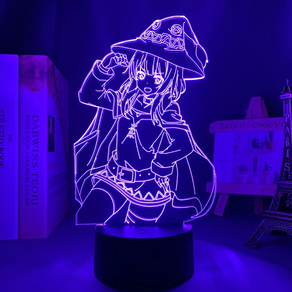 Аниме KonoSuba Megumin светодиодный ночсветильник для спальни Декор свет на день