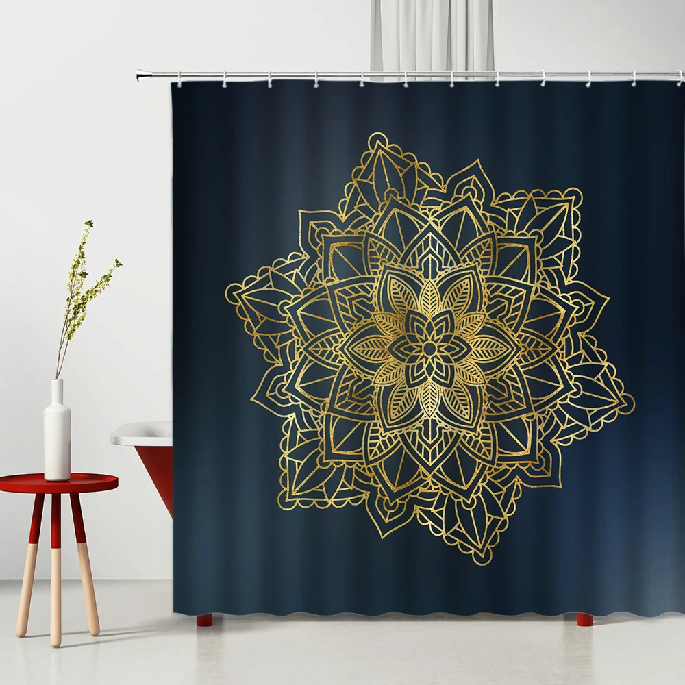 

Bohemian Shower Curtain Indian Folk-Custom Geometry Mandala Pattern Fabric Bathroom Partition Multiple Size Hanging Curtain