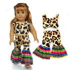 18-дюймовая рубашка с леопардовым принтом на лямках для девочек, брюки, подходит для детей 43 см, одежда для новорожденных, куклы, 18 дюймов, одежда для девочек