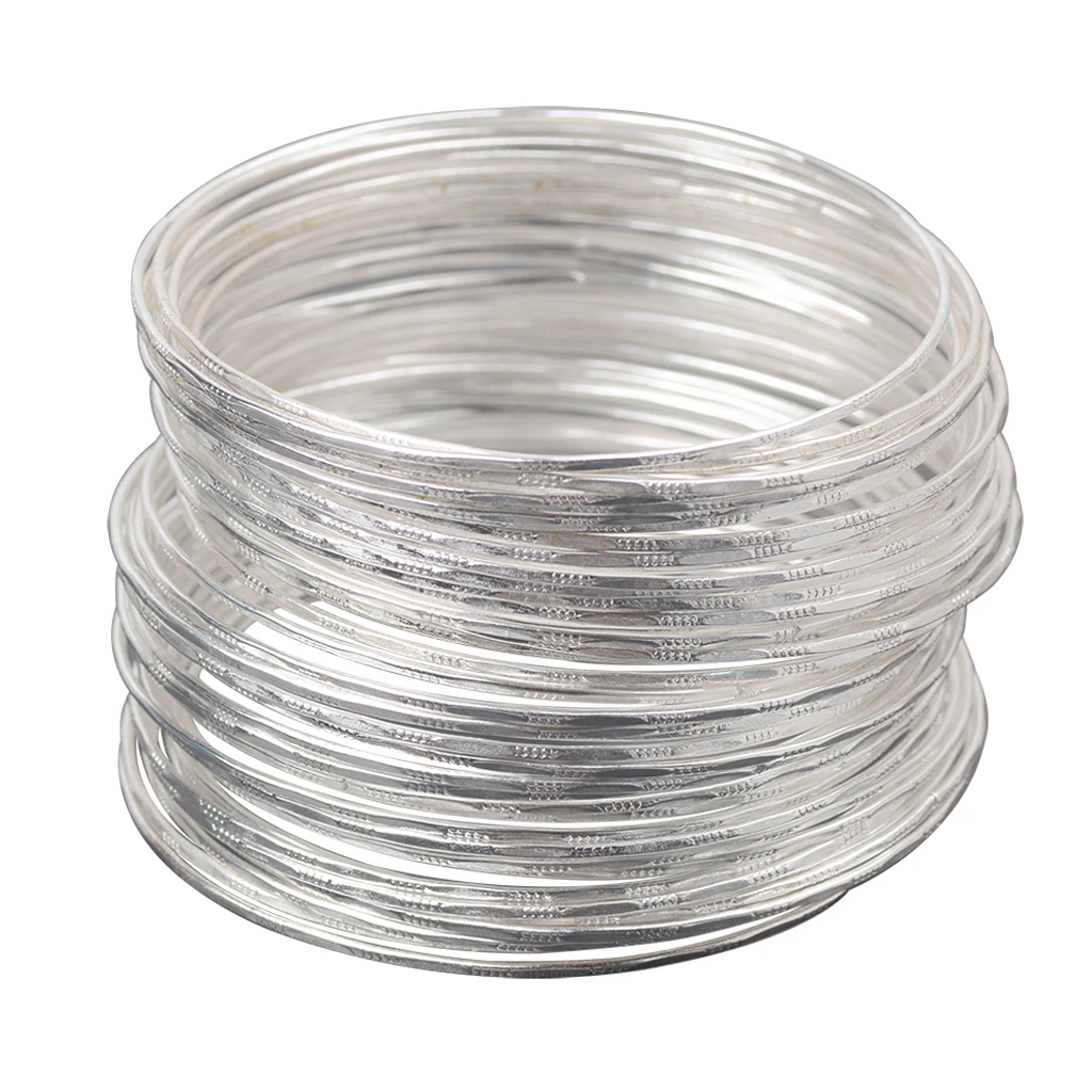 50 Bulk Silver Color Ultrathin Hoop Bangle Bracelet Cuff Wristband Loops Slim