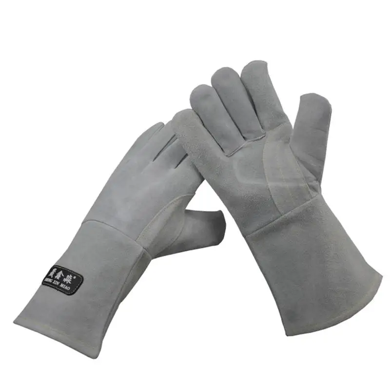 1 пара двойные бархатные полностью кожаные термостойкие сварочные перчатки для