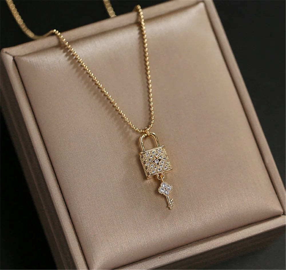 Кулон с замком из нержавеющей стали 316L не выцветающее ожерелье титановой полное