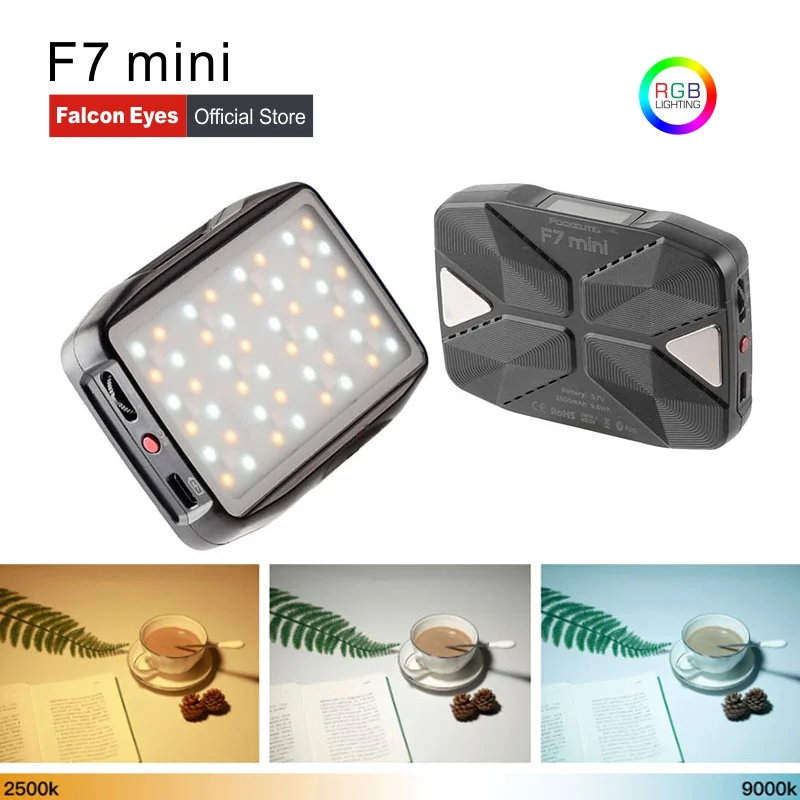 

Falcon Eyes 5W Pocket RGB LED Light Android & iOS APP Control Adsorbable For Video/Youtube/Vlog On Camera Fill Lamp F7 mini