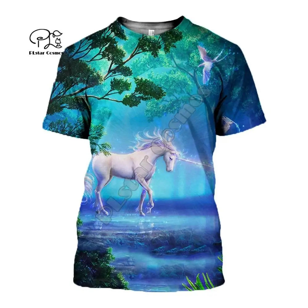 

PLstar Cosmos 3DPrint Animal Unicorn Summer Casual Harajuku Streetwear Unisex Casual Funny Tshirts Man and Woman Short sleeve-a2