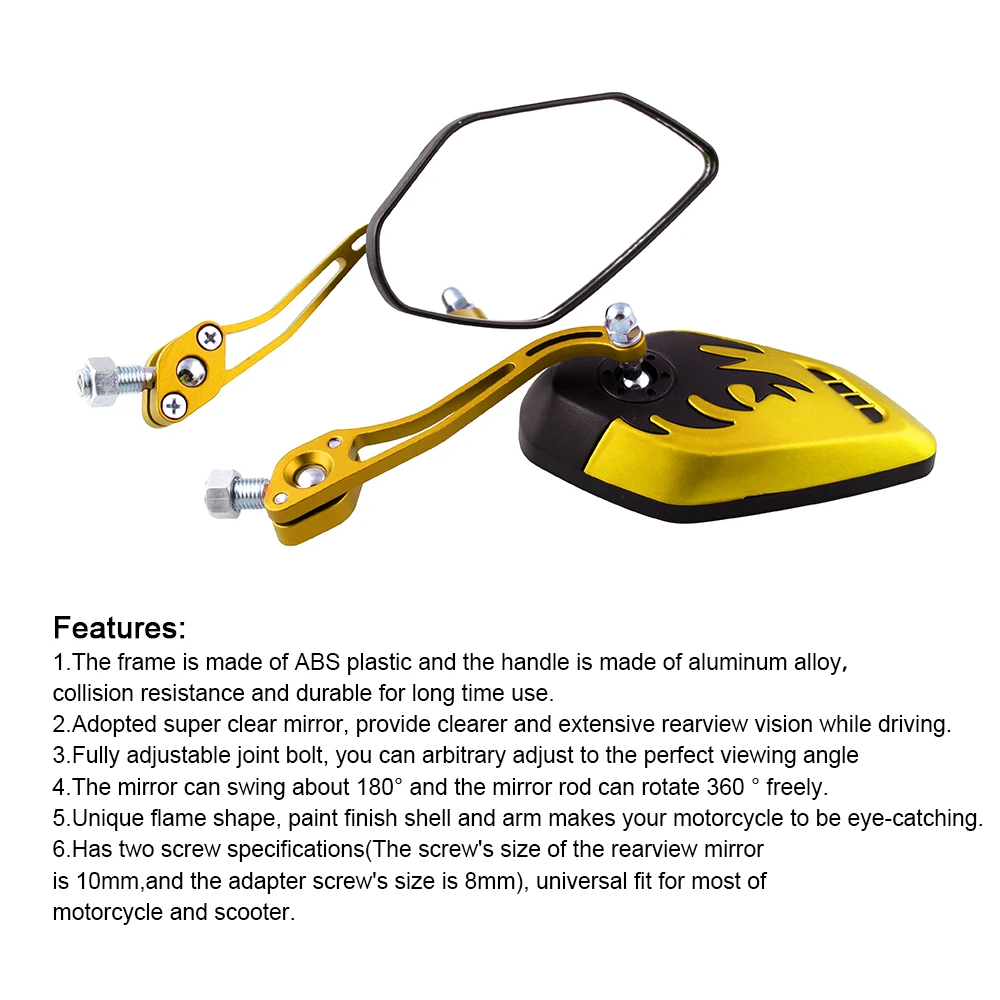 2 шт мотоциклетные зеркала заднего вида вращение на 360 градусов 8 мм 10 4 цвета для