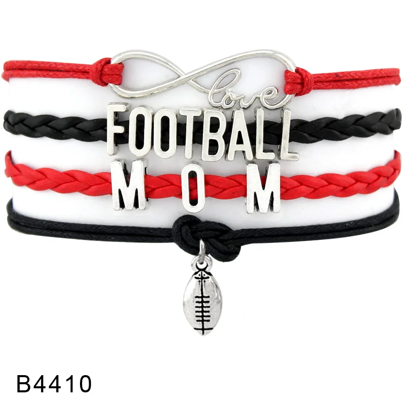 Infinity Love Football Nana, браслеты для мам, дельфинов, фанатов плееров, лучших друзей, ювелирные изделия, мужские кожаные браслеты с бусинами для женщин - Окраска металла: B4410