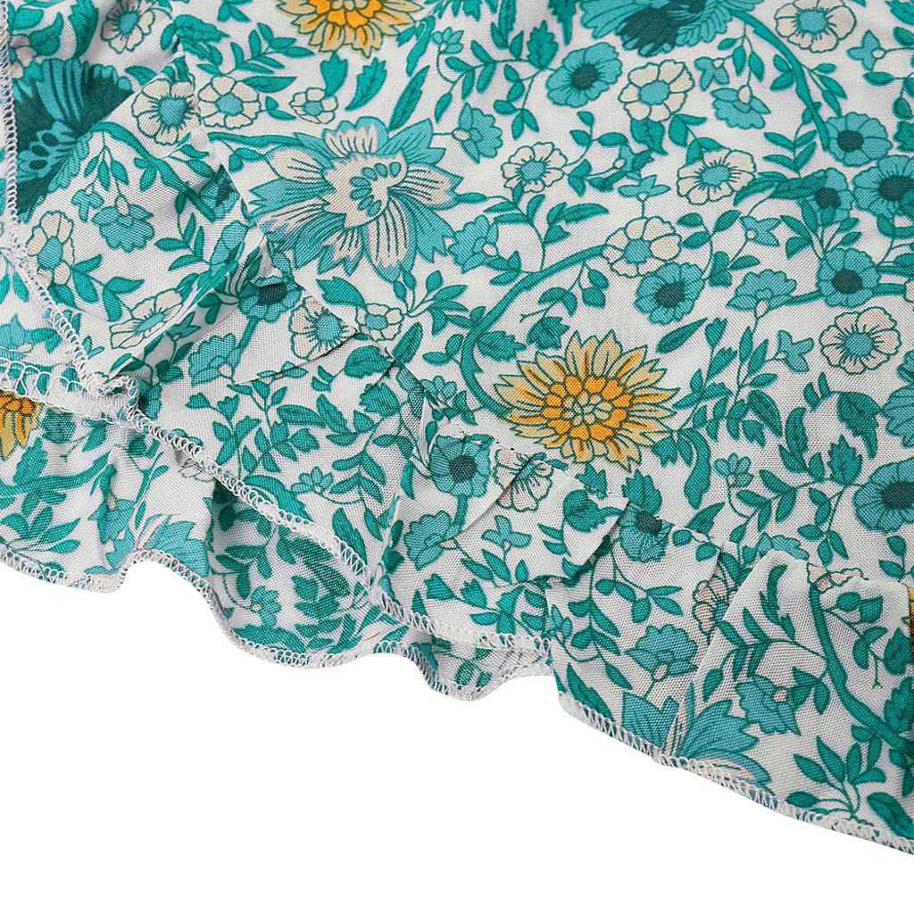 Женское богемное платье Womail с цветочным принтом V-образным вырезом и пышными