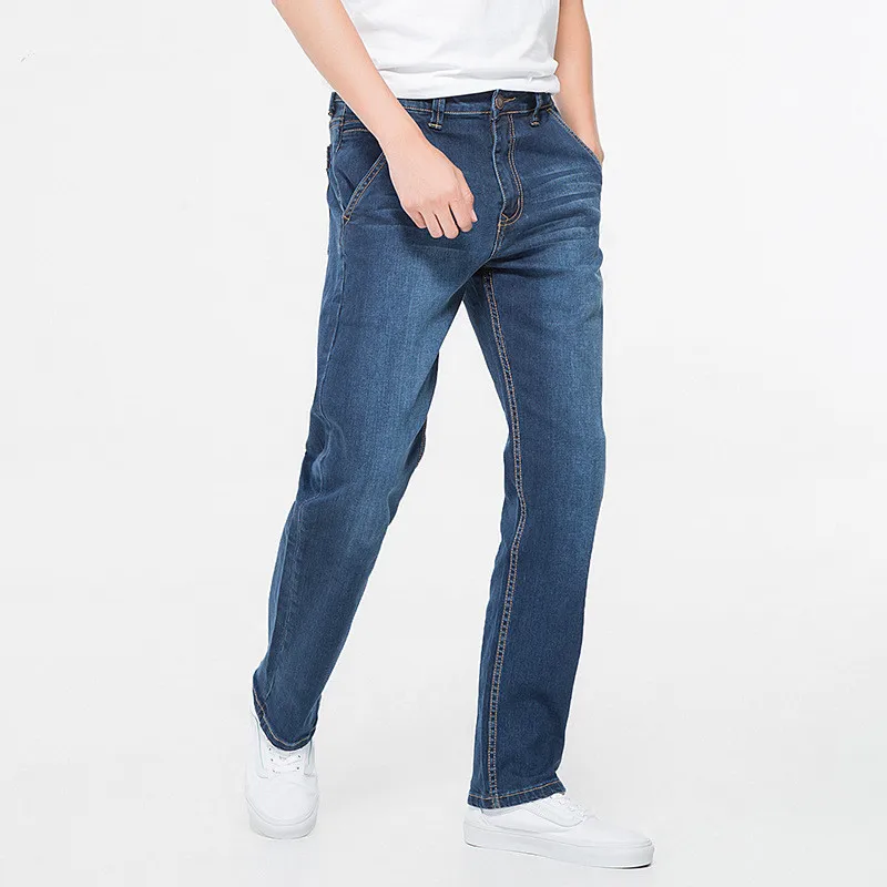 

Large size men's loose denim jeans autumn and winter brand clothing high quality anti-theft zipper pocket jeans 42 44 46 48