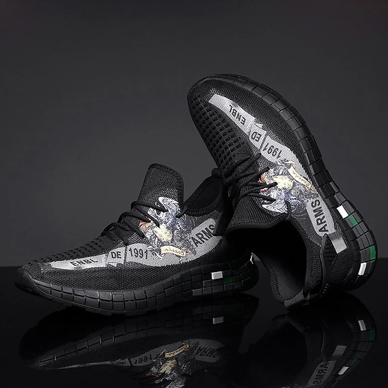 NIKEZI/мужские повседневные сетчатые Лоферы без шнуровки с 3D принтом Flyknit легкая