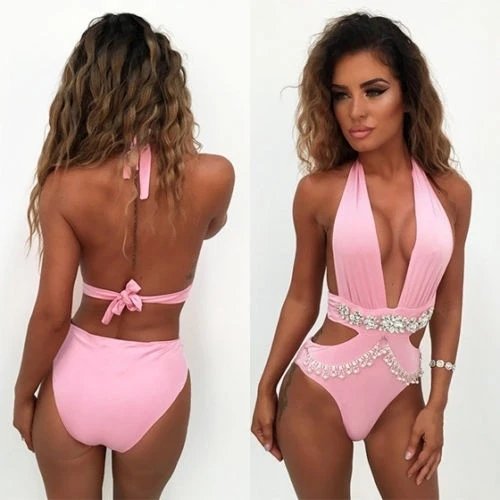 

One Sexy Swimsuit Crystal Ladies Brazil Bikini 2021 Highlighting Sling Swimsuit Shining Diamond Bikini Ladies