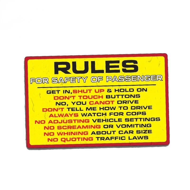 

13X9.5CM Waterproof Car Sticker Vinyl Decal Truck Safety Rules 4X4 Off-road 4WD Dirt JDM Race