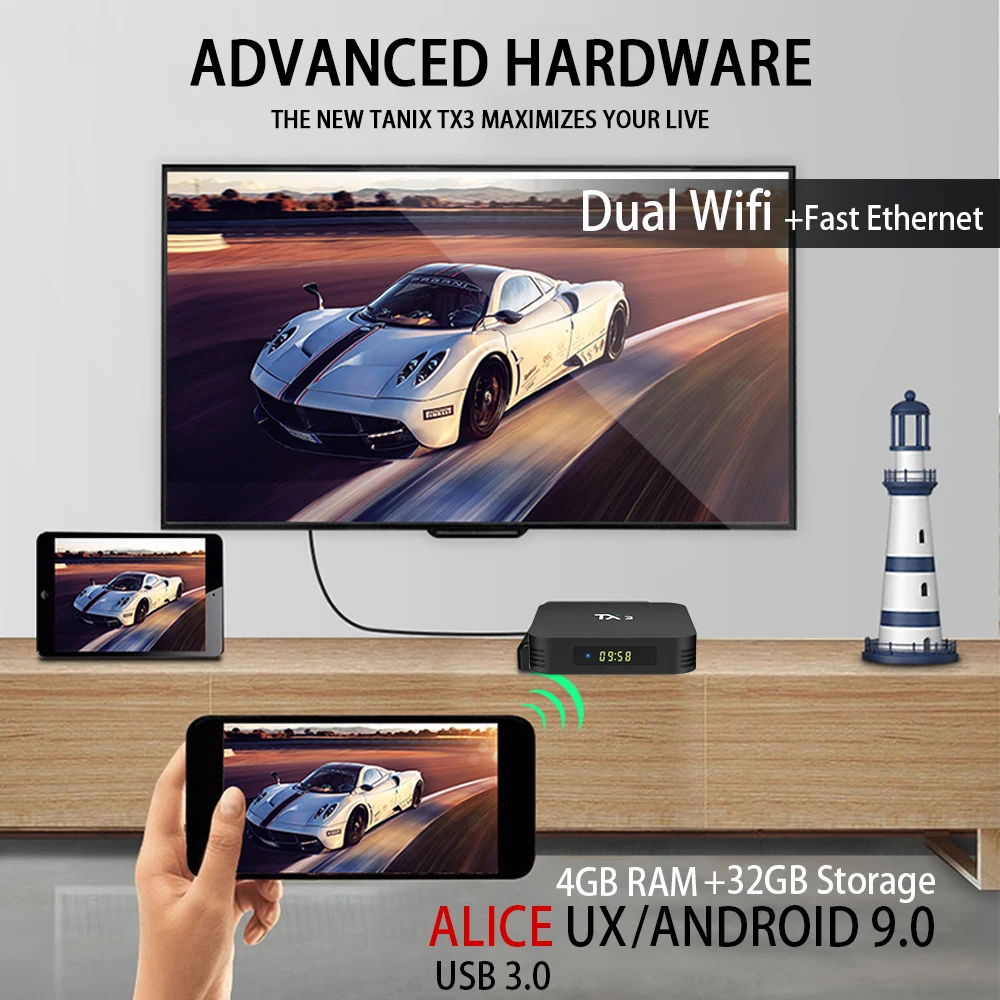 ТВ приставка Android 9 0 TX3 Amlogic S905 4 ГБ 32 64 Гб IPTV очень быстрый медиаплеер высокая