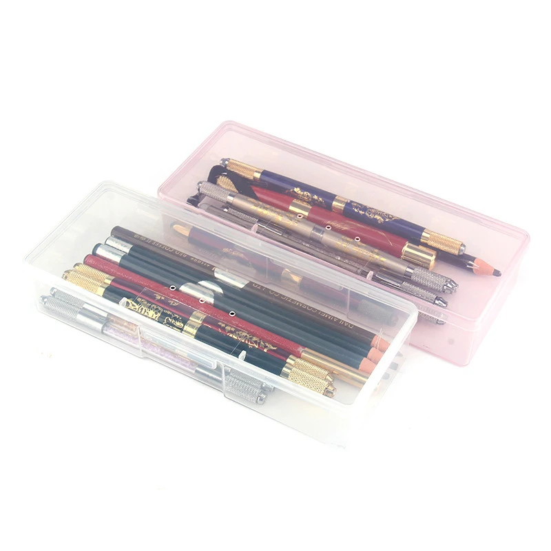 

1pc Tattoo Blade Needle Storage Box Case Pink White Manual Embroidery Microblading Pen Rectangle Organizer Display Container