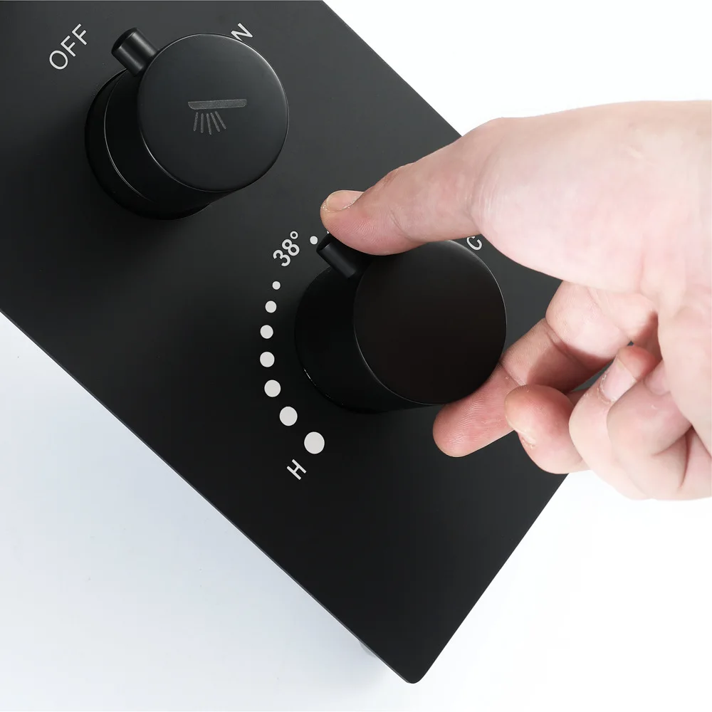 저렴한 M Boenn-럭셔리 샤워 시스템 세트, 고압 레인 LED 샤워기, 음악 샤워 패널, 온도 조절 믹서, 황동 욕실 수도꼭지