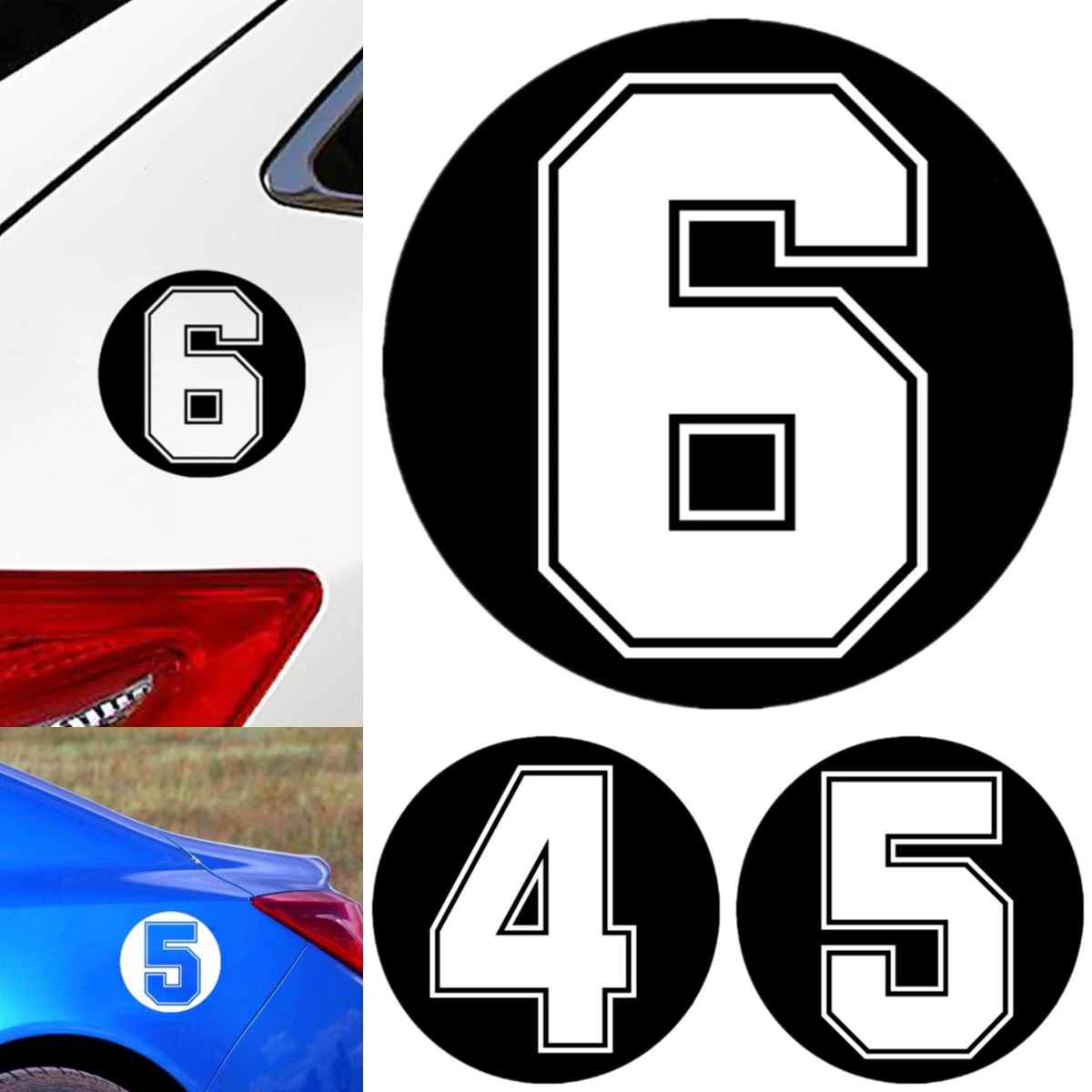 

Funny Vinyl Decal Digital 4/5/6 Number Car Sticker Waterproof Auto Decors on Truck Bumper Rear Window