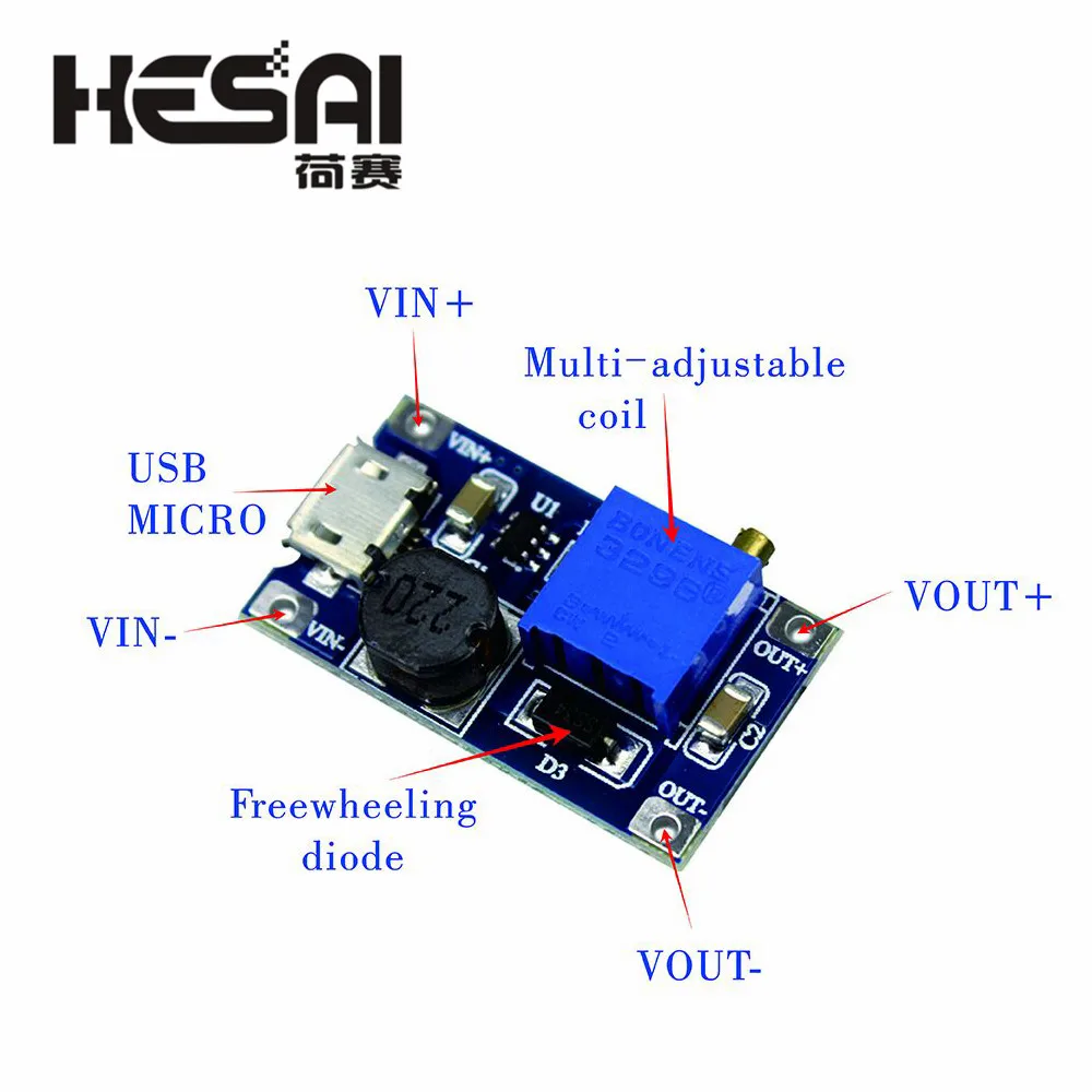 DC регулируемый Повышающий Модуль 2A повышение пластина Step Up с MICRO USB 2V 24V 5V 9V 12V 28V MT3608