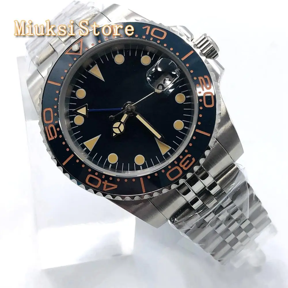 Мужские Роскошные Серебристые часы Bliger 40 мм с сапфировым стеклом и керамическим