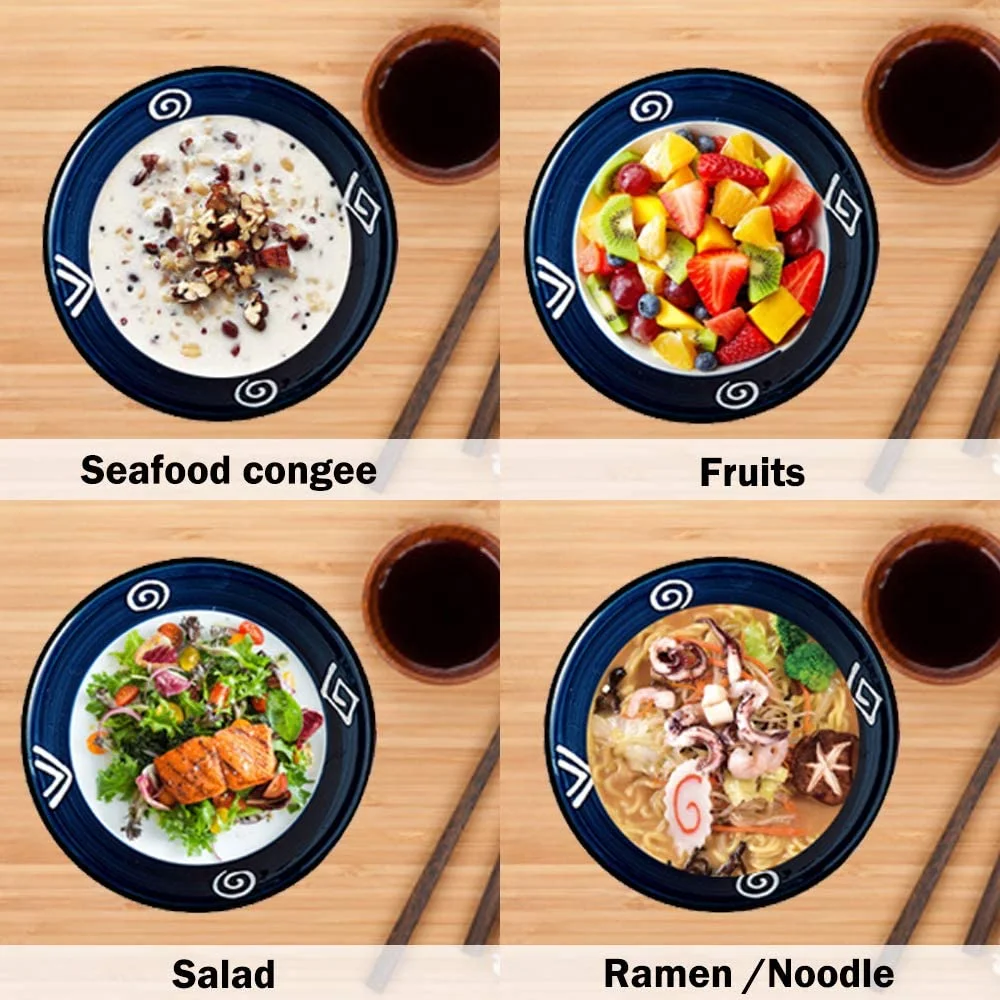 

Ceramic Japanese Ramen Bowls,6 Pcs - Ceramic Ramen Noodle Soup Bowls with Matching Spoon and Chopsticks