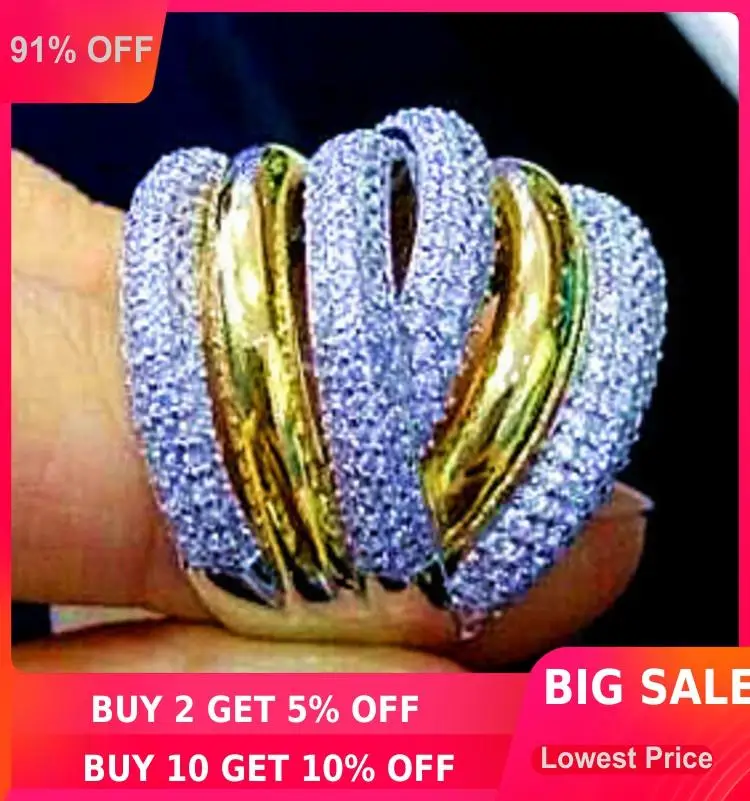 

choucong Eternity 236pcs Stone 5A Zircon stone 14KT White&Yellow Gold Filled Women Engagement Wedding Band Ring Sz 5-11