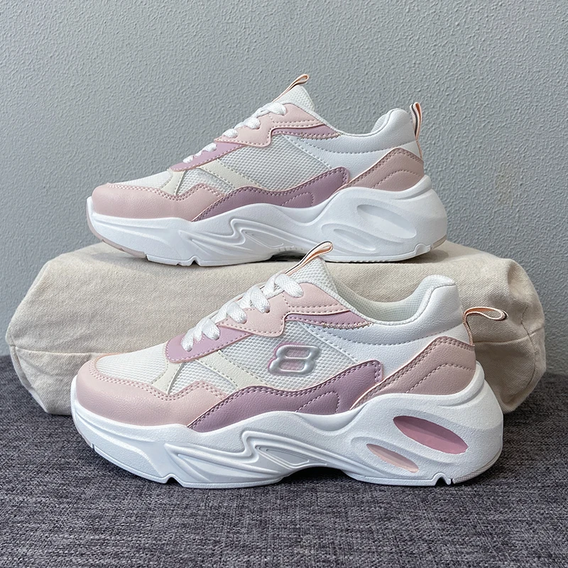 

2021 spring and Autumn New Korean style thick soled running shoes female fashion dad shoes student mesh breathable sports shoes