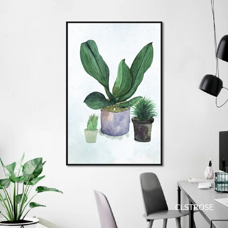 

Nordic Contracted Pure And Fresh Green Plants Posters Art Canvas Pictures For Living Room Bedroom Decor Painting Unframed