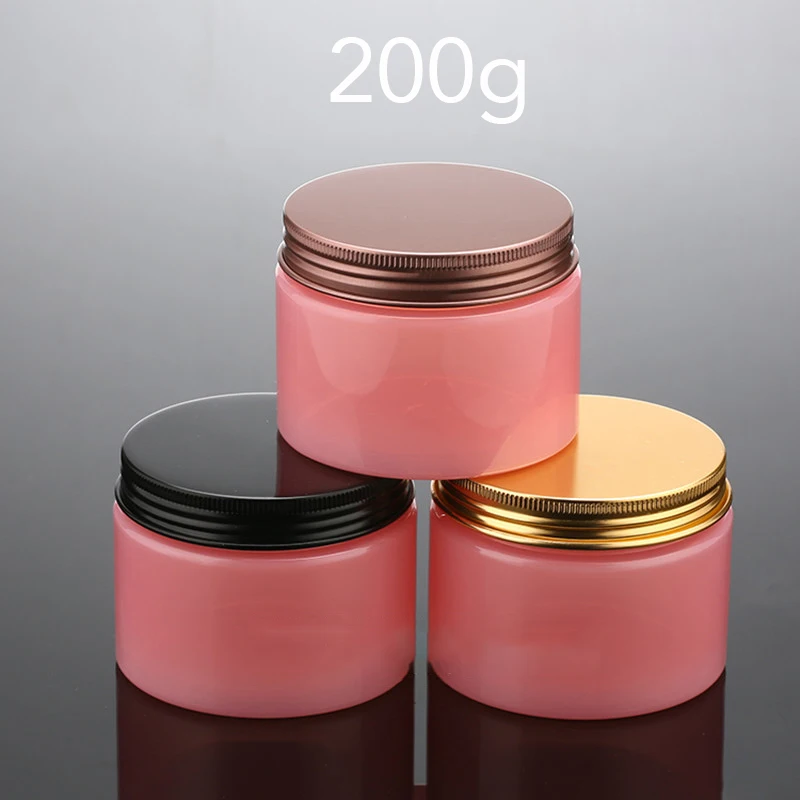 

200g Empty Plastic Jar 7Oz Candy Pink Cosmetic Container Refillable Makeup Lotion Cream Coffee Beans Spice Packaging Bottle