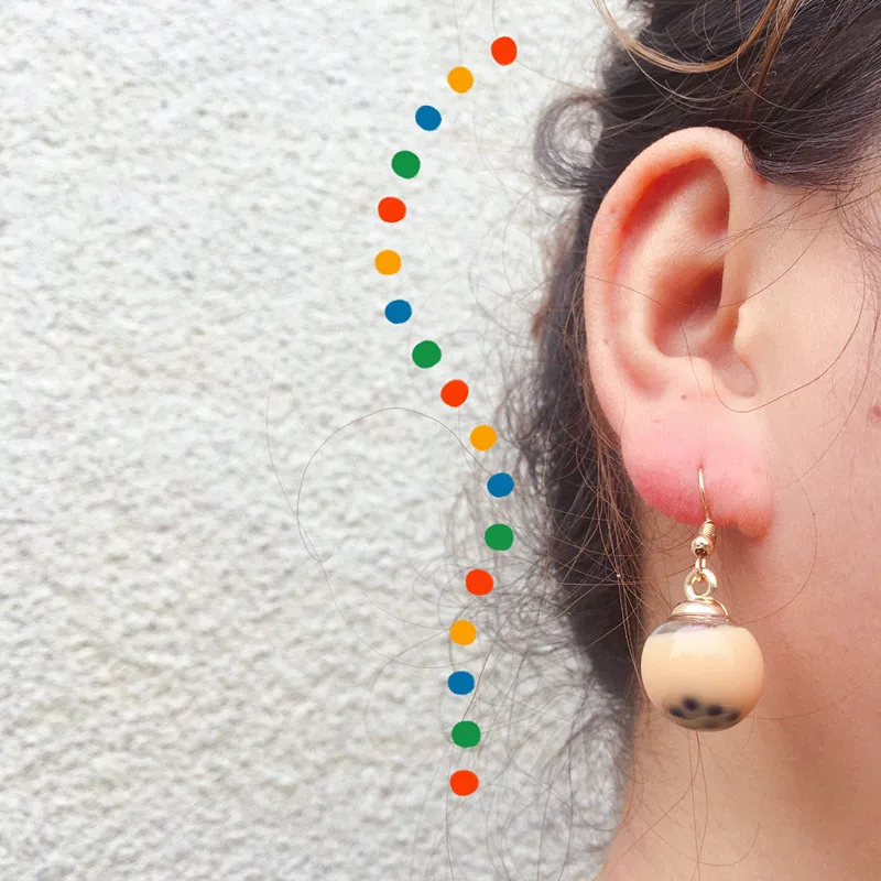 Fun Handmade Bubble Resin Pearl Milk Tea Cup Earrings personality Creative Drink Net Red Fashion Cute | Украшения и аксессуары