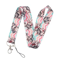 yl351 funny dog key lanyard car keychain id card pass gym mobile phone badge holder kids key ring accessories gift