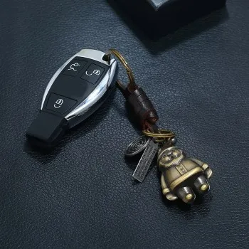

Hand-woven Leather Keychain Alloy Cartoon Retro Cowhide Keychain Creative Small Gift Charm Cute Keychain Accessories K321
