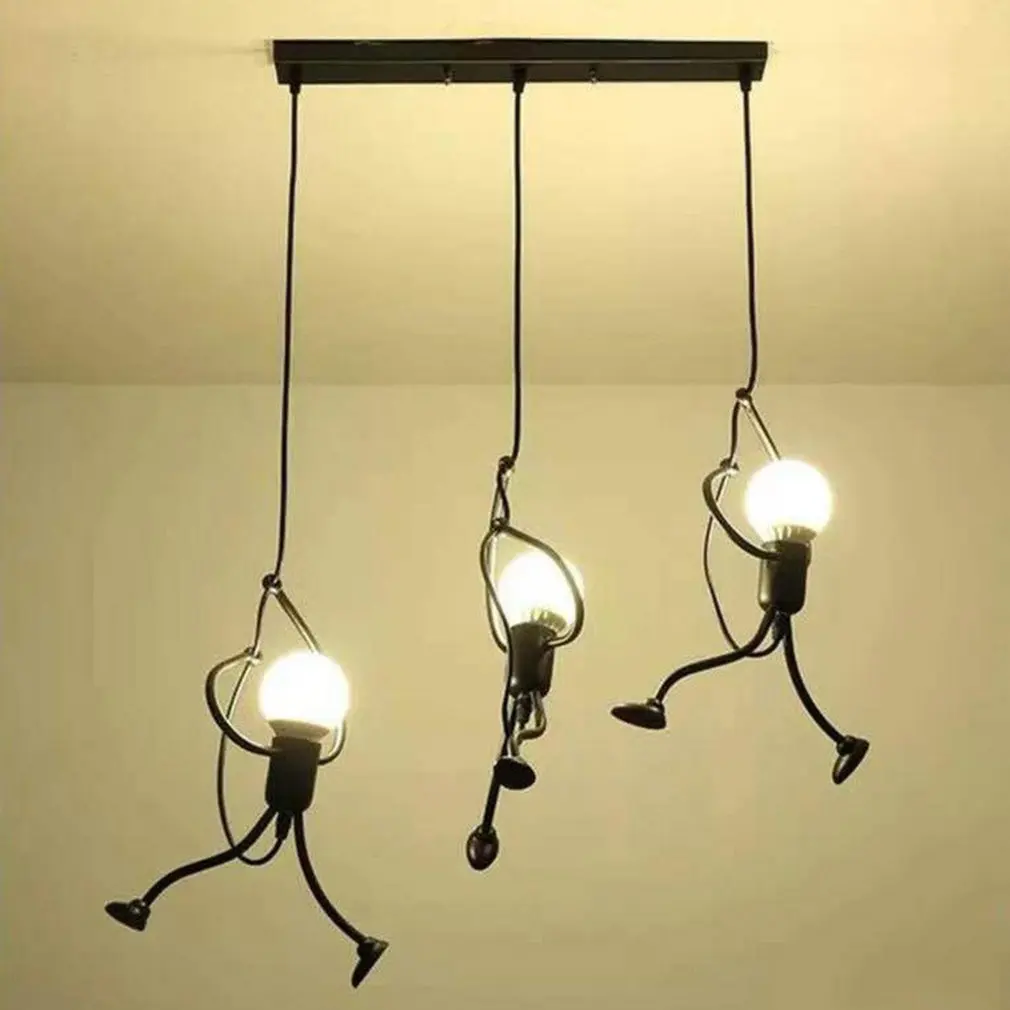 Candelabro de hierro para decoración de la sala de estar, lámpara Led de techo con diseño de villanas y muñecos de dibujos animados para el hogar