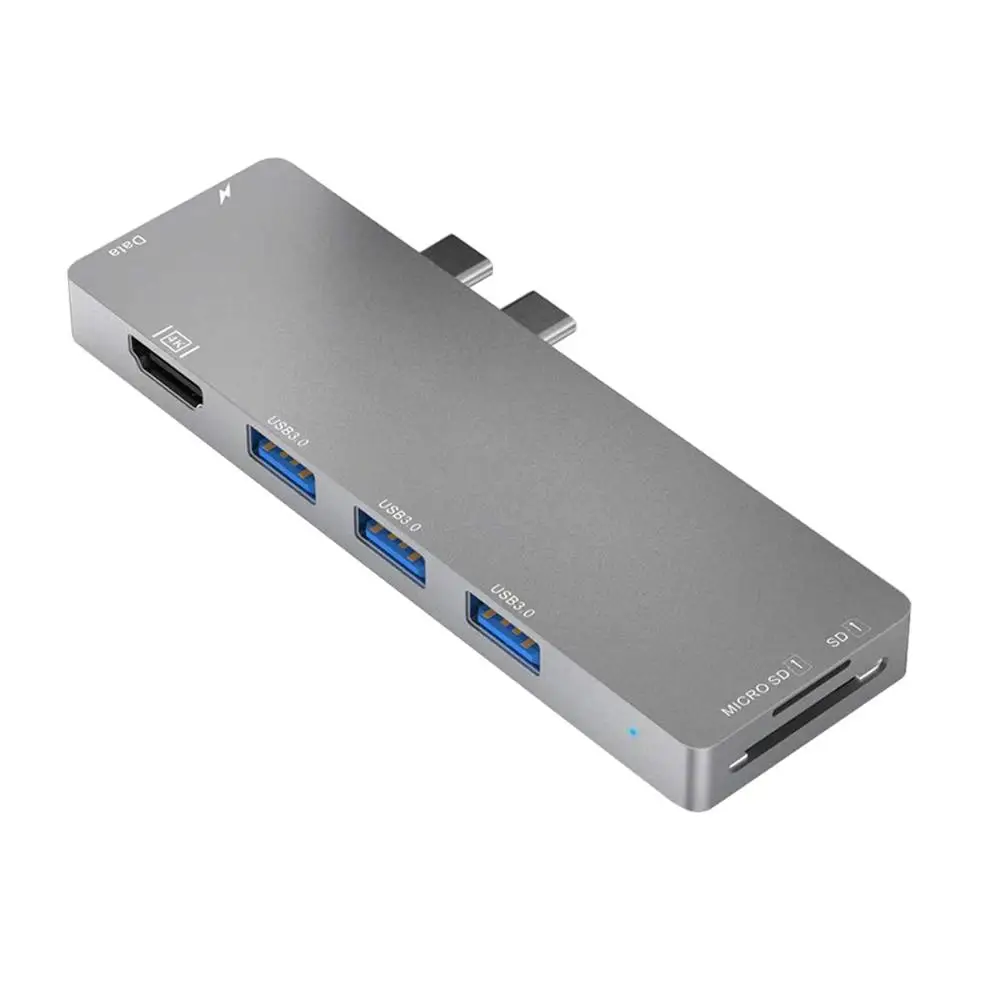 gray USB C концентратор type-C концентратор мульти порт с Thunderbolt 3 док-станция 4K HDMI 3 USB3.0 USB C SD TF предназначен для MacBook Pro - Цвет: gray