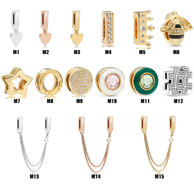 

High Quality 925 Sterling Silver Shine Reflexions Green Circle Clip Stopper Lock Beads Charm Fit Pan Bracelet Bangle Jewelry