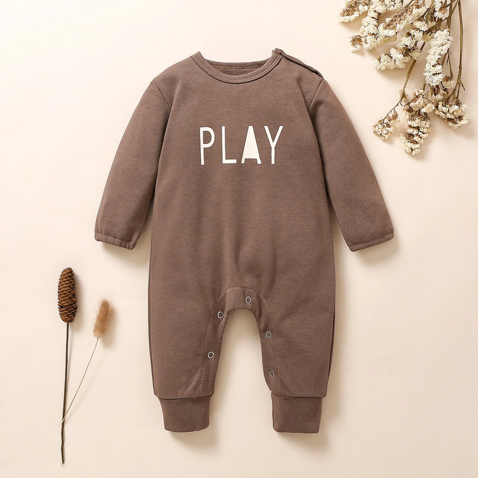 

New Baby Newborn Letter Print Jumpsuit Toddler Infant Casual Long Sleeve Round Neck Romper