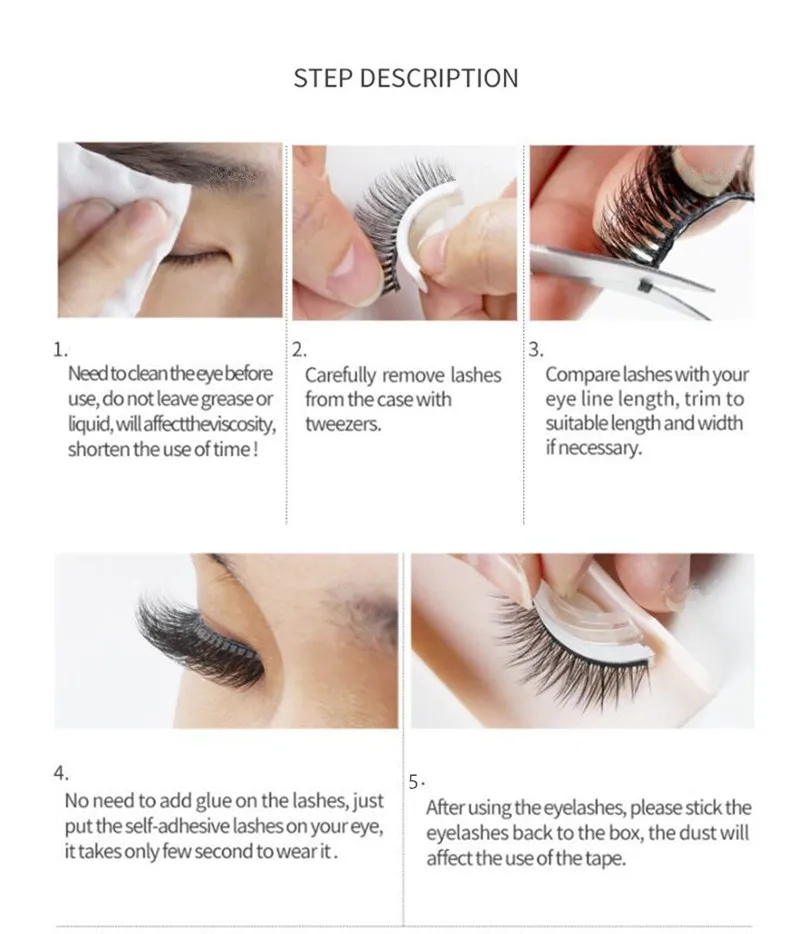 Накладные 3D ресницы многоразовые самоклеящиеся натуральные вьющиеся