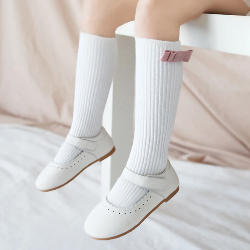 kids dress socks toddler winter long knee high girls baby autumn warm leg warmers tube white cotton 2pair | Детская одежда и обувь
